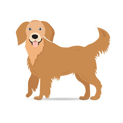 Golden retriever, cheerful and kind dog. Flat vector illustration.