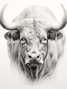 Wallpaper for phone with a pencil sketch artwork beefalo animal drawing.