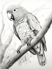 Wallpaper for phone with a pencil sketch artwork lovebird animal drawing.