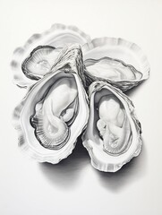 Wallpaper for phone with a pencil sketch artwork oyster animal drawing