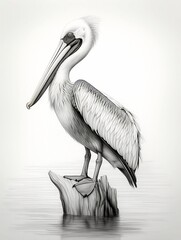  Wallpaper for phone with a pencil sketch artwork pelican animal drawing.