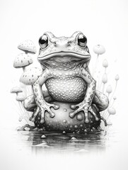 Wallpaper for phone with a pencil sketch artwork toad animal drawing.