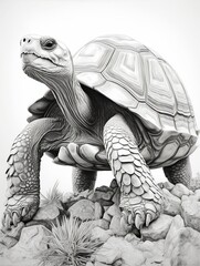 Wallpaper for phone with a pencil sketch artwork tortoise animal drawing