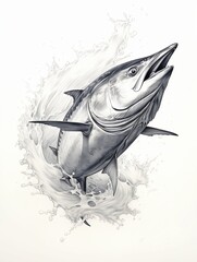 Wallpaper for phone with a pencil sketch artwork tuna animal drawing.