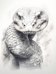 Wallpaper for phone with a pencil sketch artwork viper animal drawing.