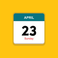 sunday 23 april icon with yellow background, calender icon