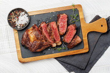 Sliced beef ribeye steak