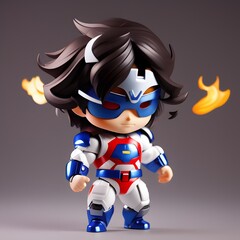 3d cute super hero chibi figure created by generative ai