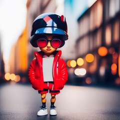 3d cute fashion street chibi figure created by generative ai