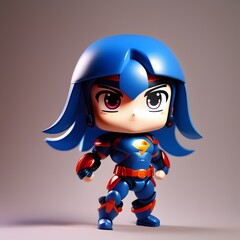 3d cute super hero chibi figure created by generative ai