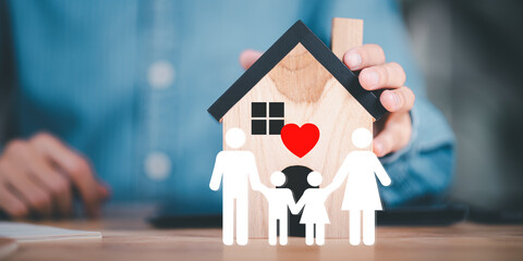 Concept of protecting and protecting the safety of your family and someone you love ,Insurance management planning ,health care and finance ,life and property protection planning