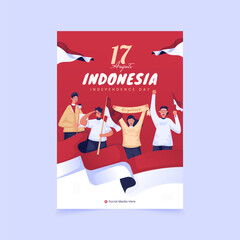 Happy Indonesian independence day on poster design