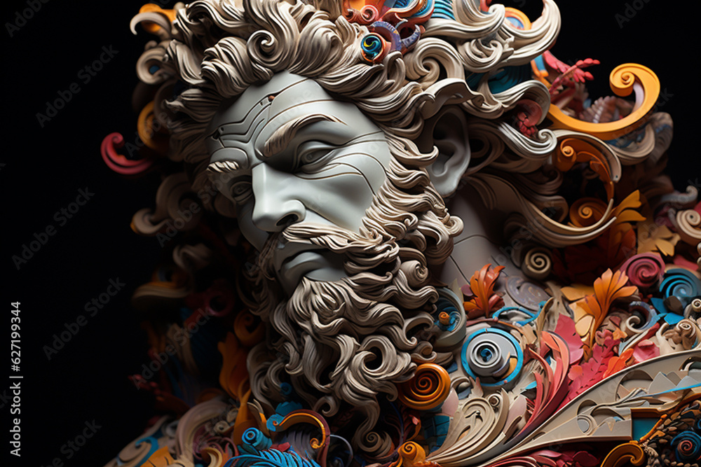 Aufkleber beautiful abstract geometric sculpture ares - god of war and violence. generative ai technology.