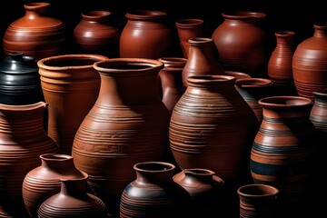 Fototapeta na wymiar clay pots on a market stall