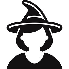 Woman wearing witch hat halloween costume single icon glyph svg vector pictogram