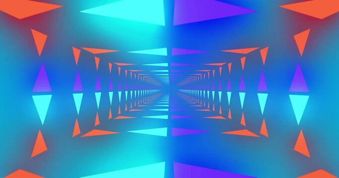 Animation of neon orange and blue pattern on blue background