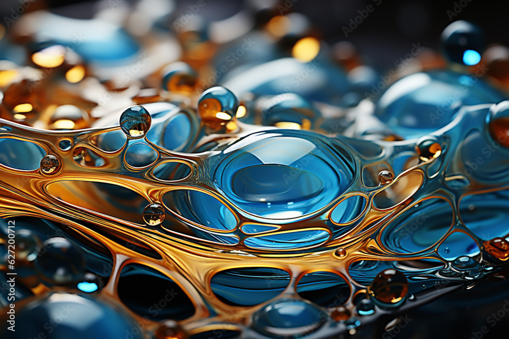 Poster a digital artwork featuring fluid and swirling patterns in shades of blue and gray, generative ai te