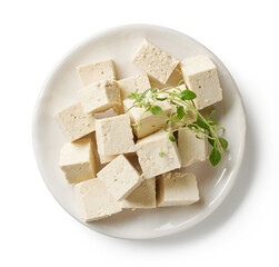 plate of tofu cheese cubes