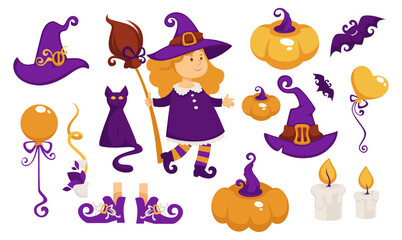 Halloween party costume of little girl vector
