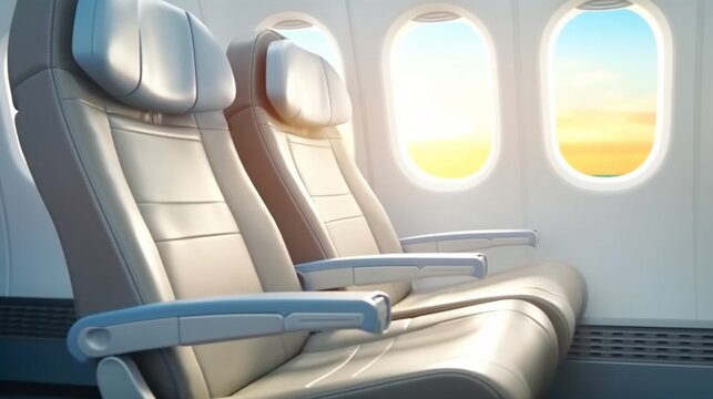 First class business luxury seats for vacations or corporate airplane travel. Generative AI