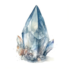 Naklejka premium Watercolor of fantasy crystal, close up