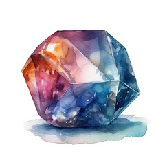 Watercolor of fantasy crystal, close up