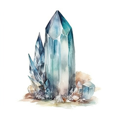 Watercolor of fantasy crystal, close up