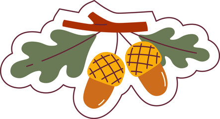 Acorn On Branch Sticker