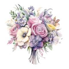 wedding flower bouquet in pastel drawing