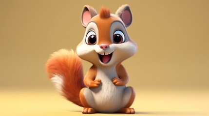 Cute Cartoon Squirrel Character. Generative AI
