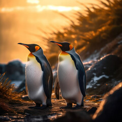 Fototapeta premium Penguins, Wildlife Photography, Generative AI
