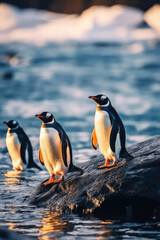 Obraz premium Penguins, Wildlife Photography, Generative AI