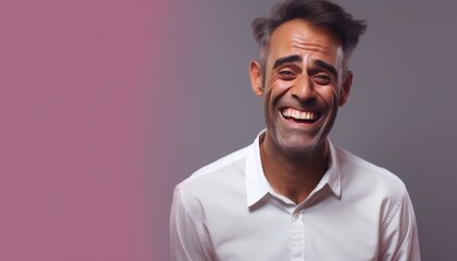 Obraz premium Bold, Punchy Headshots Portrait of Happy Man