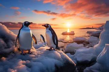 Fotobehang Penguins, Wildlife Photography, Generative AI © Vig