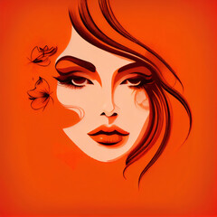 Sexual beautiful woman with makeup digital Artwork. Fashion portrait of a young woman abstract painting illustration for printing on fabric or paper, poster or wallpaper
