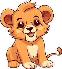 Cute Lion Cartoon On White Background