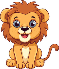 Cute Lion Cartoon On White Background