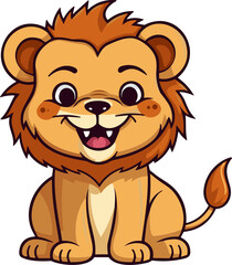 Cute Lion Cartoon On White Background