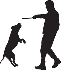 Dog training. American bulldog silhouette. - 627205588