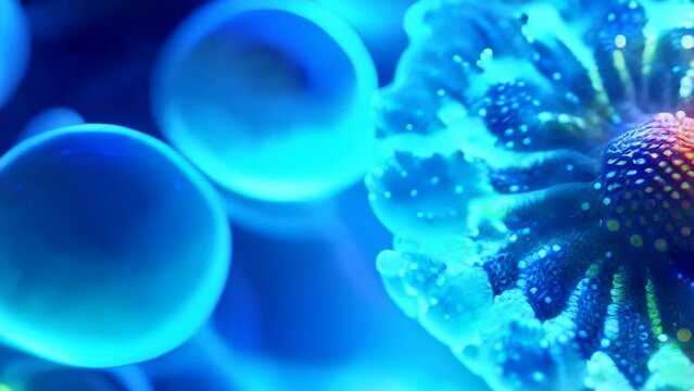 3D Animation of Human cell or Embryonic stem cell microscope background.