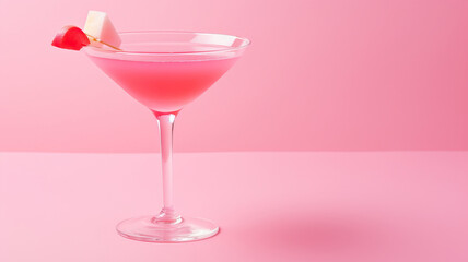 trend of baverage. hot pink of soft drink, cocktail at studio pastel background