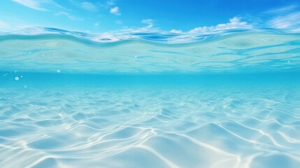 Fototapeta na wymiar Copy space of wave blue beach background. Generative ai.