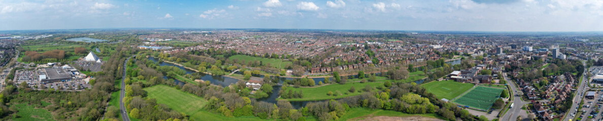 Fototapeta na wymiar Panoramic Aerial View of Historical Bedford City and Countryside