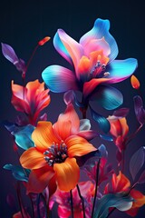 Vibrant Colorful Flowers in Lively Portrait Style Oil Painting Water Color Generative Ai