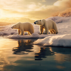 Naklejka na ściany i meble Polar Bear, Wildlife Photography, Generative AI