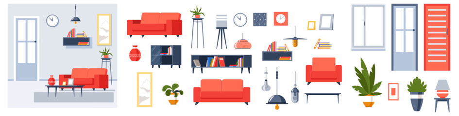 Fototapeta premium Modern interior design, contemporary house style