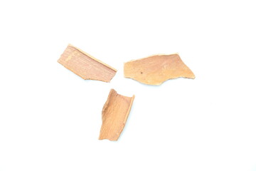 cinnamon parks on white background , cooking spice