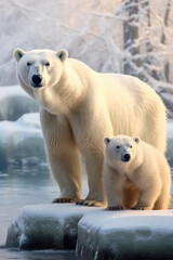 Naklejka na ściany i meble Polar Bear, Wildlife Photography, Generative AI
