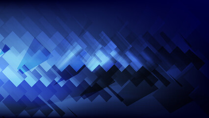 Abstract creative line, square and stripe light on gradient blue background illustration. - 627209726