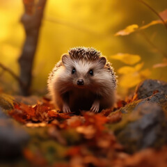 Naklejka premium Hedgehog, Wildlife Photography, Generative AI